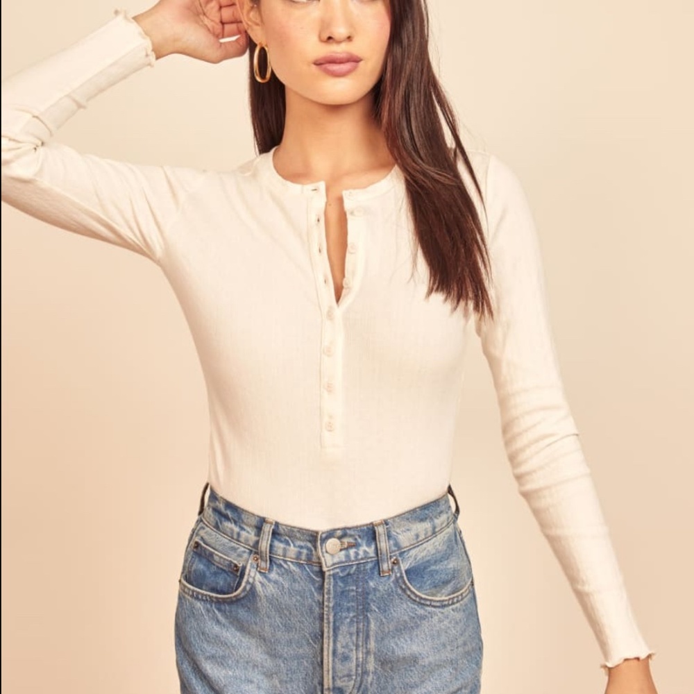 Reformation Nisa Pointelle Long Sleeve Top